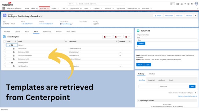 salesforce template from centerpoint